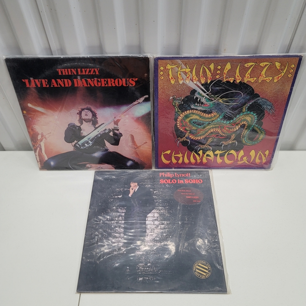 Lot of 3 Vintage Thin Lizzy Albums: Live & Dangerous, Chinatown, Solo in Soho LP